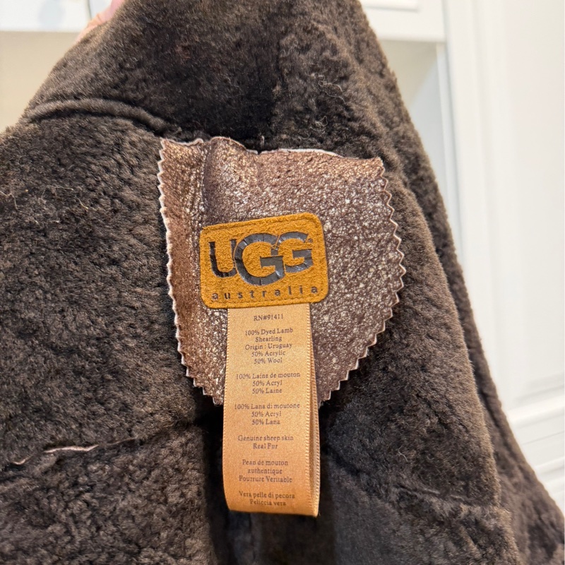 UGG 古銅 深棕 羊反毛 真皮 背心 外套-8