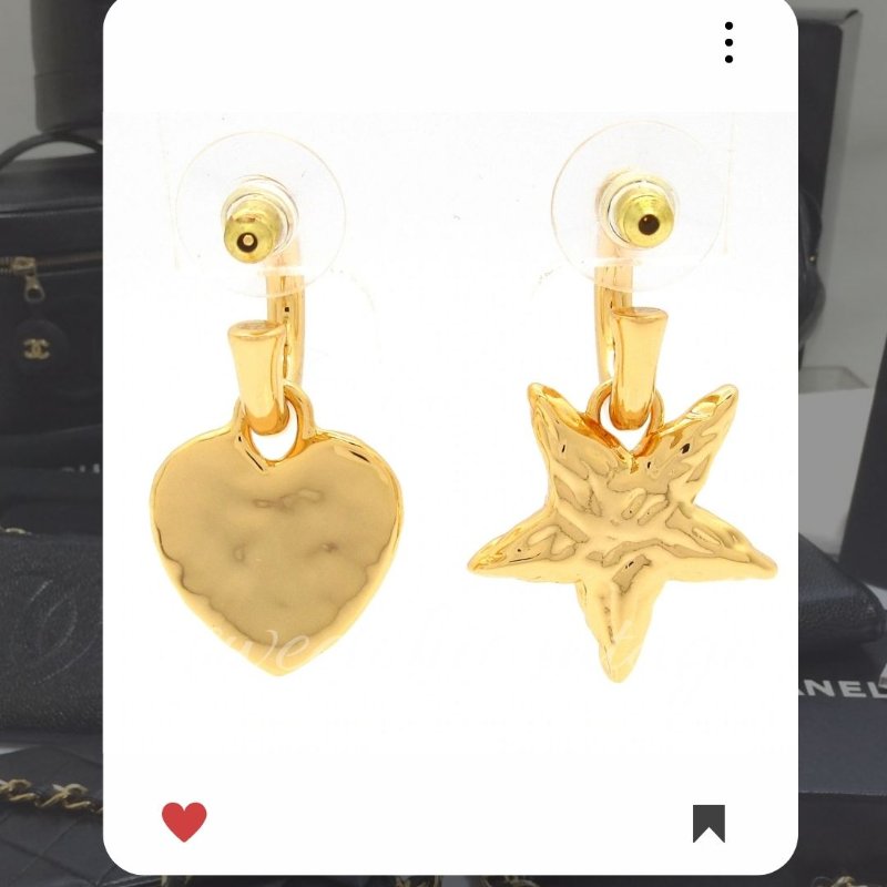 🛍️🎁 26 🔥 1月新品上架 新年💖 美品💖 香奈兒 Chanel CC 金色愛心星星耳環 🔥 香奈兒熱賣款 香奈兒經典款 耳環 CHANEL EARRING-1