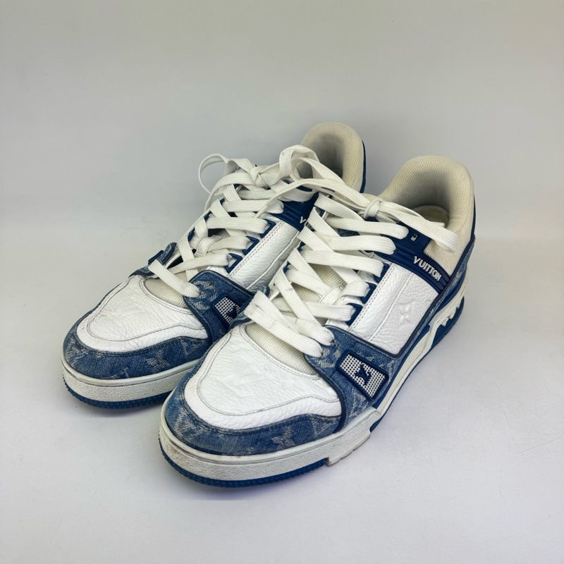 95新LV/路易威登 Trainer白藍色牛仔板鞋 7.5碼 無附件-1