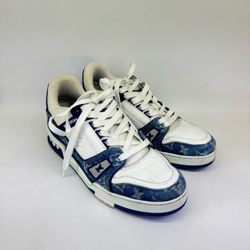95新LV/路易威登 Trainer白藍色牛仔板鞋 7.5碼 無附件-2