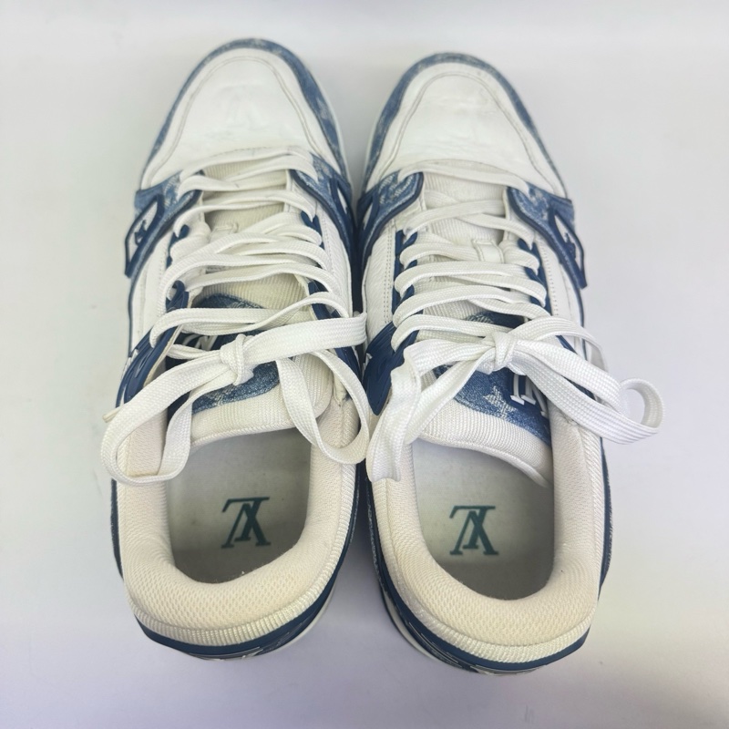 95新LV/路易威登 Trainer白藍色牛仔板鞋 7.5碼 無附件-3