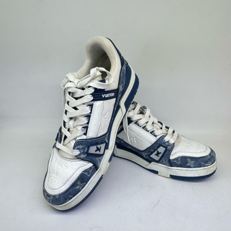 95新LV/路易威登 Trainer白藍色牛仔板鞋 7.5碼 無附件-6