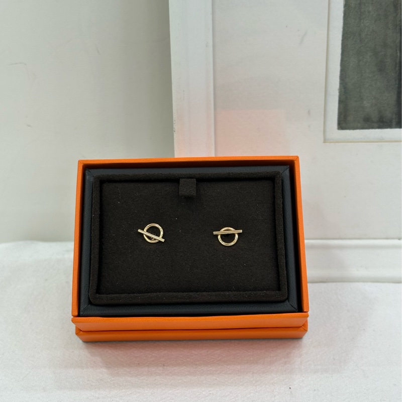 Hermes 玫瑰金 finesse 小Q耳環 25年11月保卡 有購證-1
