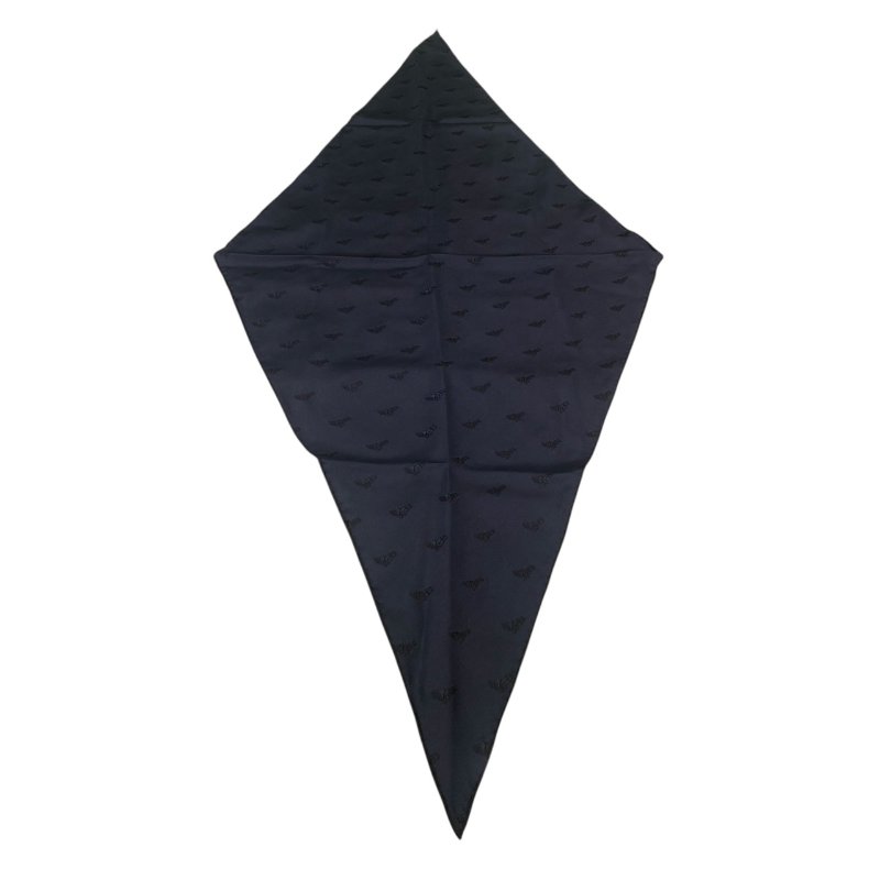 HERMES 愛馬仕 三角絲巾 駿馬圖騰 深藍色-0