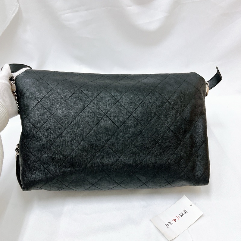 莉亞精品♡ Chanel 麻花肩帶口蓋包 黑銀 二手美包-3