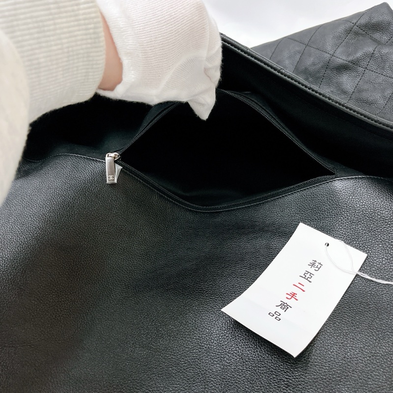 莉亞精品♡ Chanel 麻花肩帶口蓋包 黑銀 二手美包-17