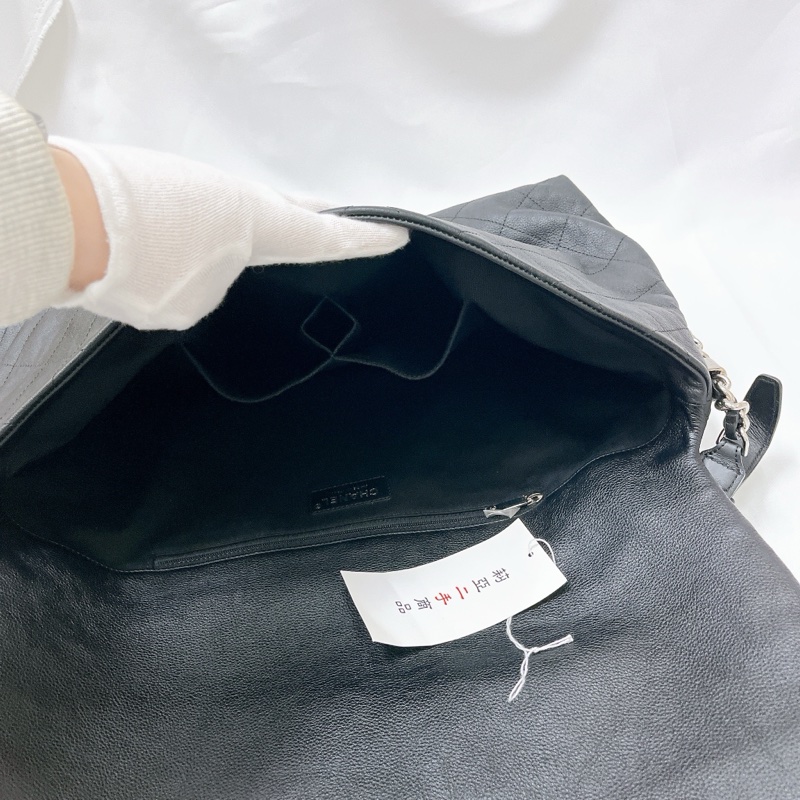 莉亞精品♡ Chanel 麻花肩帶口蓋包 黑銀 二手美包-19