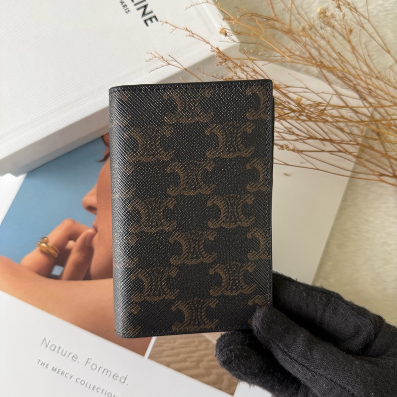 Triomphe 塗層帆布直立式對開卡片夾/名片夾(黑色)-1