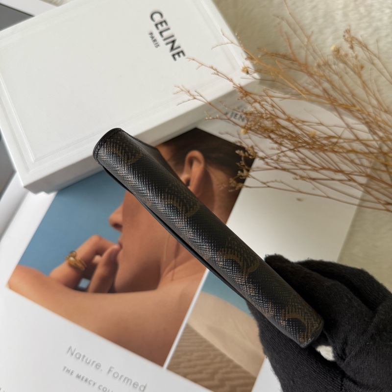 Triomphe 塗層帆布直立式對開卡片夾/名片夾(黑色)-2