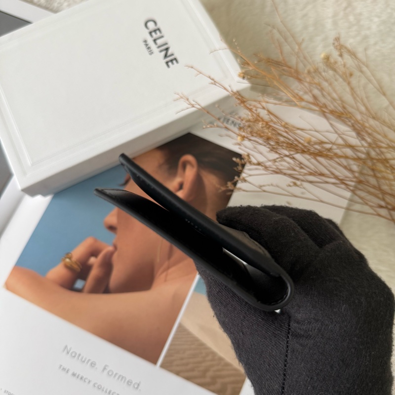 Triomphe 塗層帆布直立式對開卡片夾/名片夾(黑色)-4