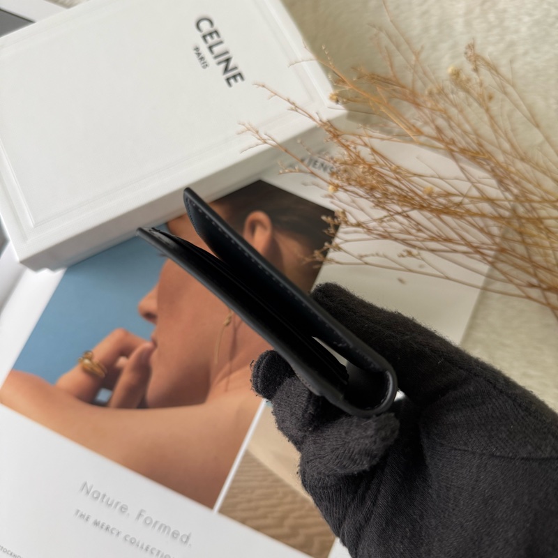 Triomphe 塗層帆布直立式對開卡片夾/名片夾(黑色)-5