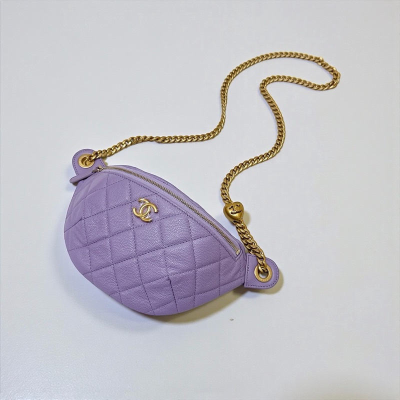 莉亞精品♡ Chanel 愛心調節胸包 紫色 二手美包-0