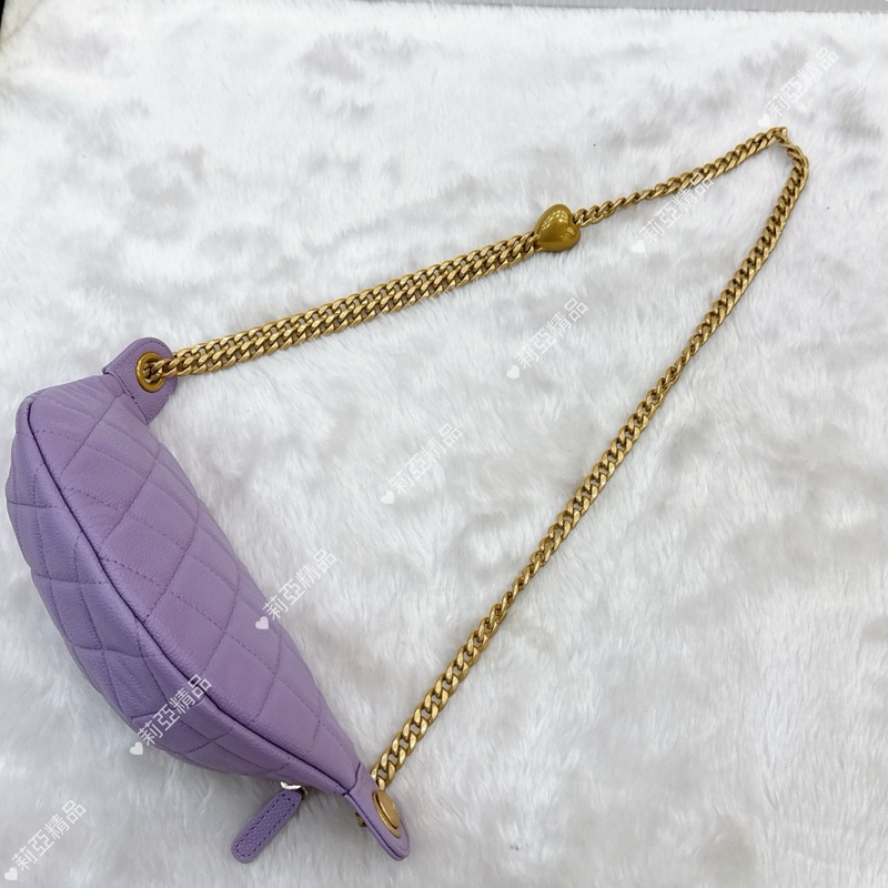 莉亞精品♡ Chanel 愛心調節胸包 紫色 二手美包-2