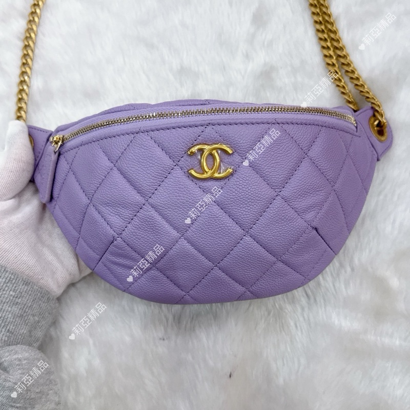 莉亞精品♡ Chanel 愛心調節胸包 紫色 二手美包-4