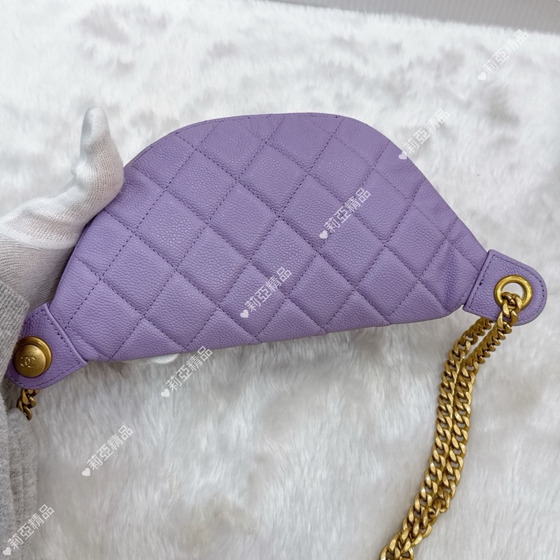 莉亞精品♡ Chanel 愛心調節胸包 紫色 二手美包-5