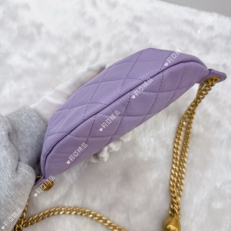 莉亞精品♡ Chanel 愛心調節胸包 紫色 二手美包-6