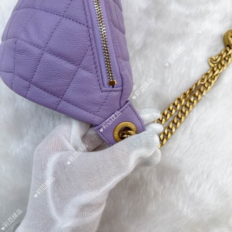 莉亞精品♡ Chanel 愛心調節胸包 紫色 二手美包-8