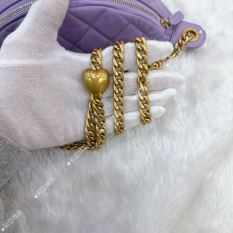 莉亞精品♡ Chanel 愛心調節胸包 紫色 二手美包-11