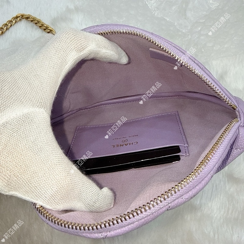 莉亞精品♡ Chanel 愛心調節胸包 紫色 二手美包-13
