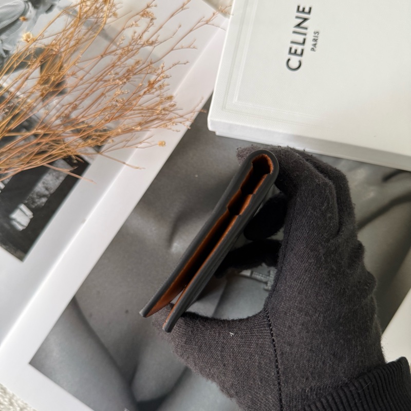 Triomphe 金色標誌釦式二折卡片夾/名片夾(棕褐色)-4