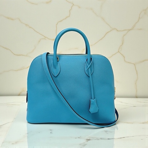 莉亞精品♡ Hermes Bolide 30水藍D 刻 二手美包