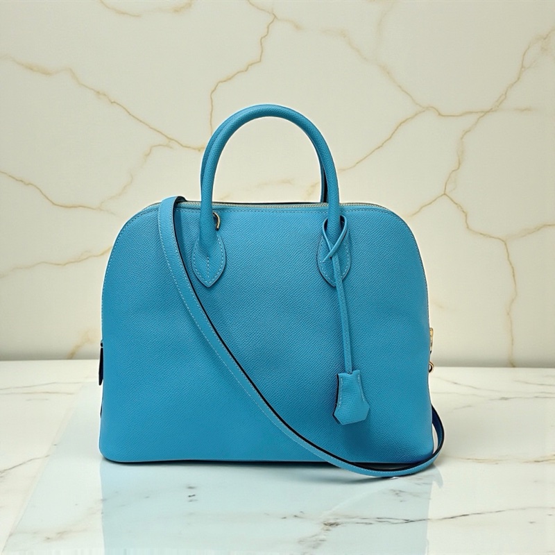 莉亞精品♡ Hermes Bolide 30水藍D 刻 二手美包-0