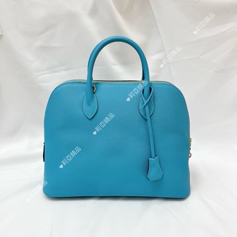 莉亞精品♡ Hermes Bolide 30水藍D 刻 二手美包-2