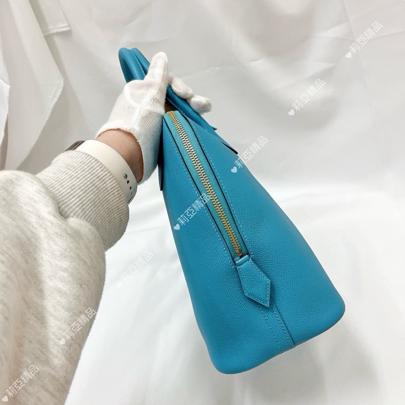 莉亞精品♡ Hermes Bolide 30水藍D 刻 二手美包-3
