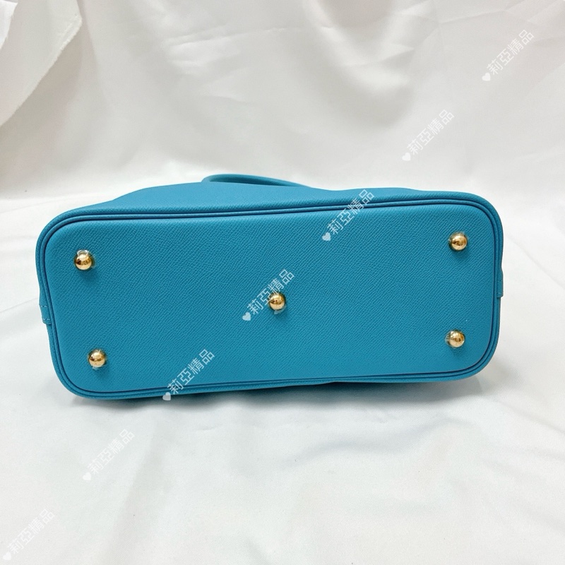 莉亞精品♡ Hermes Bolide 30水藍D 刻 二手美包-4