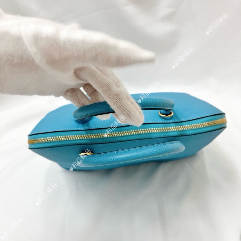 莉亞精品♡ Hermes Bolide 30水藍D 刻 二手美包-5