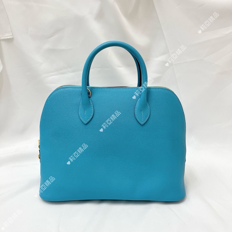 莉亞精品♡ Hermes Bolide 30水藍D 刻 二手美包-6