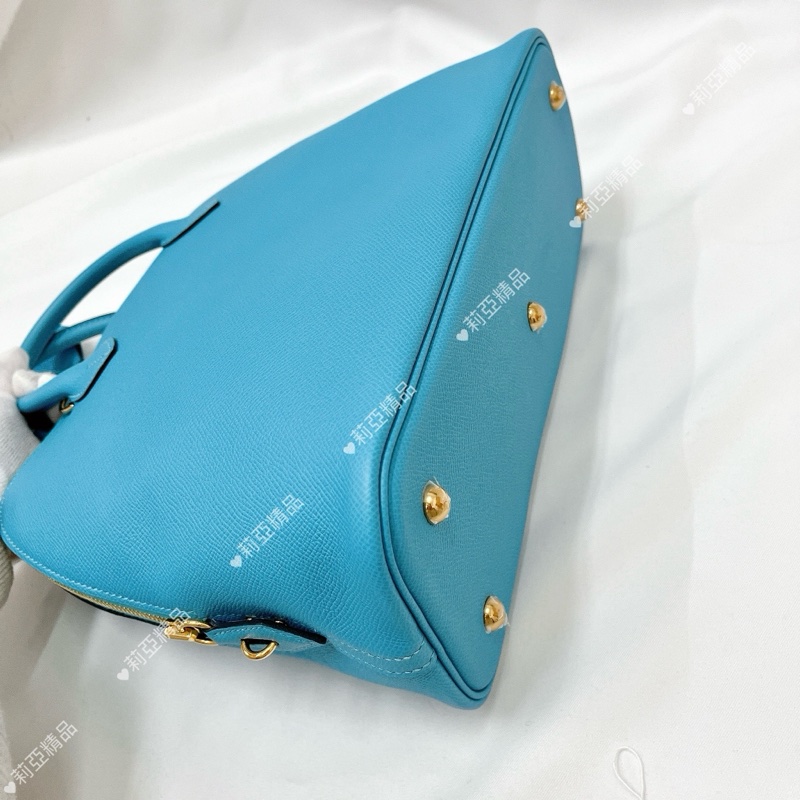 莉亞精品♡ Hermes Bolide 30水藍D 刻 二手美包-8