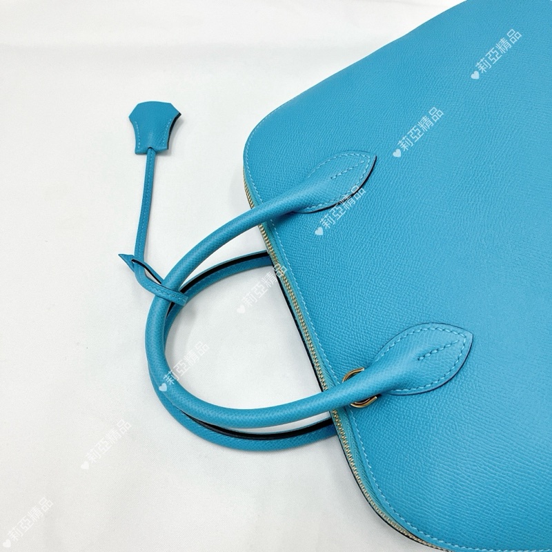 莉亞精品♡ Hermes Bolide 30水藍D 刻 二手美包-11