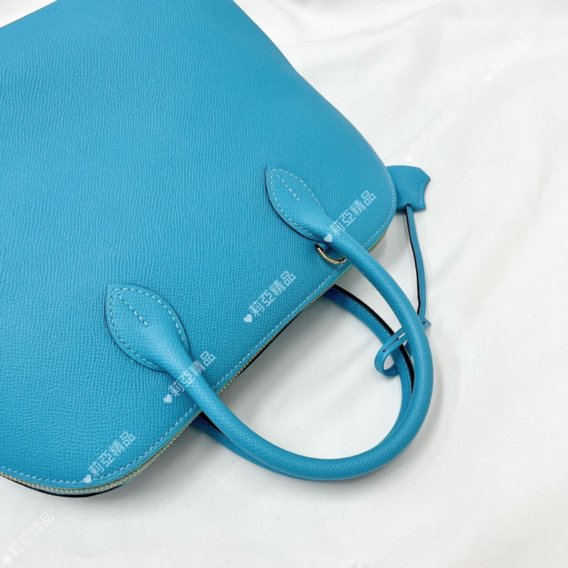 莉亞精品♡ Hermes Bolide 30水藍D 刻 二手美包-12