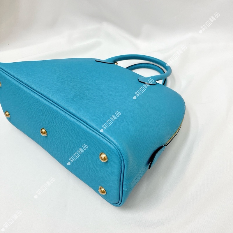 莉亞精品♡ Hermes Bolide 30水藍D 刻 二手美包-13