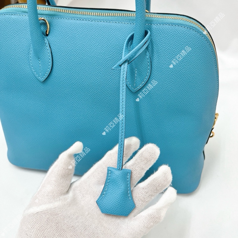 莉亞精品♡ Hermes Bolide 30水藍D 刻 二手美包-16