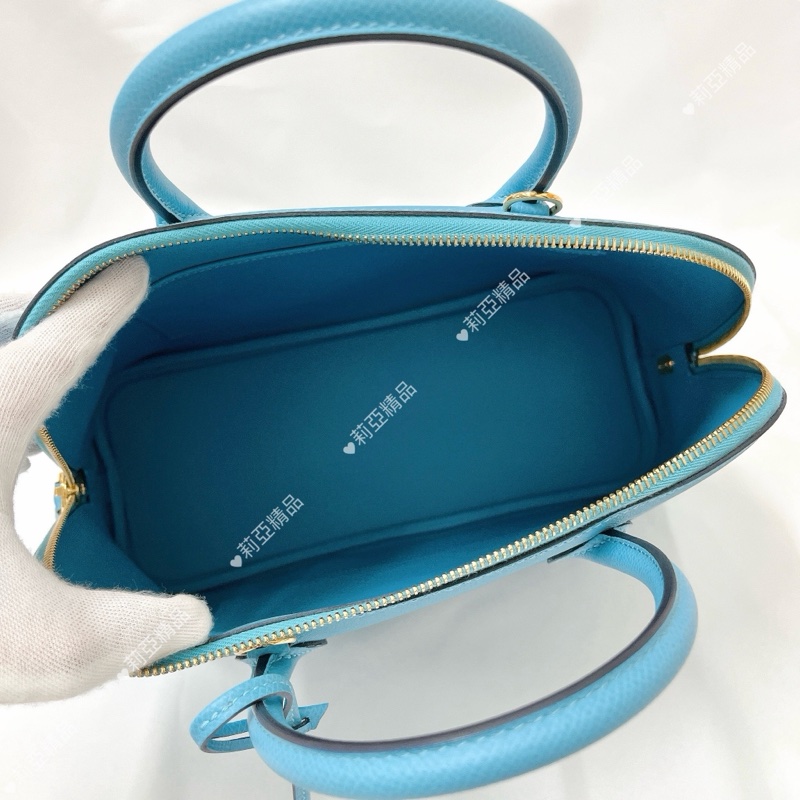 莉亞精品♡ Hermes Bolide 30水藍D 刻 二手美包-18