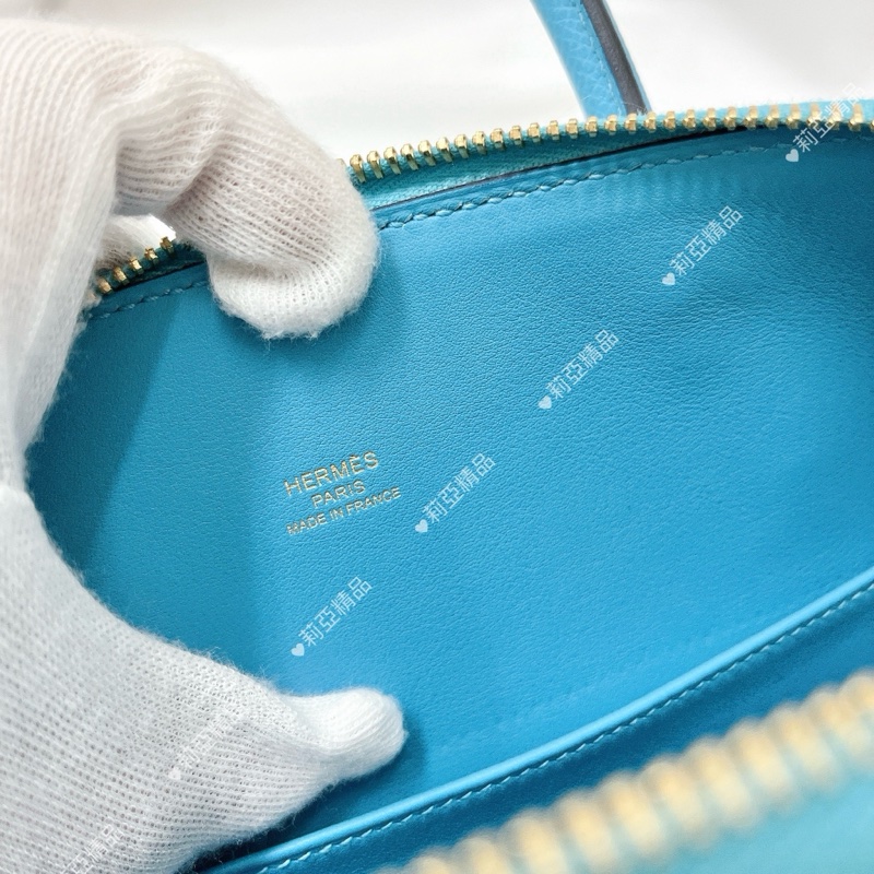 莉亞精品♡ Hermes Bolide 30水藍D 刻 二手美包-20
