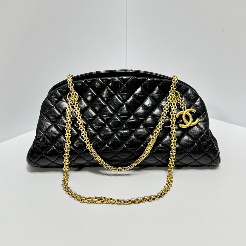 【極新🎁】 Chanel 黑金皺紋牛皮 小號 保齡球包 （專櫃22.6萬）-1