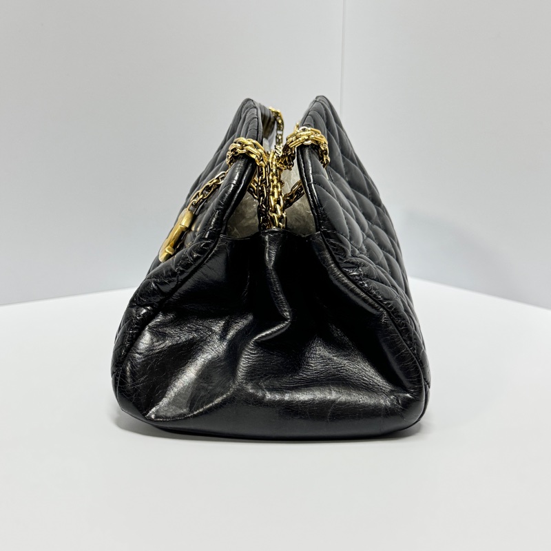 【極新🎁】 Chanel 黑金皺紋牛皮 小號 保齡球包 （專櫃22.6萬）-4