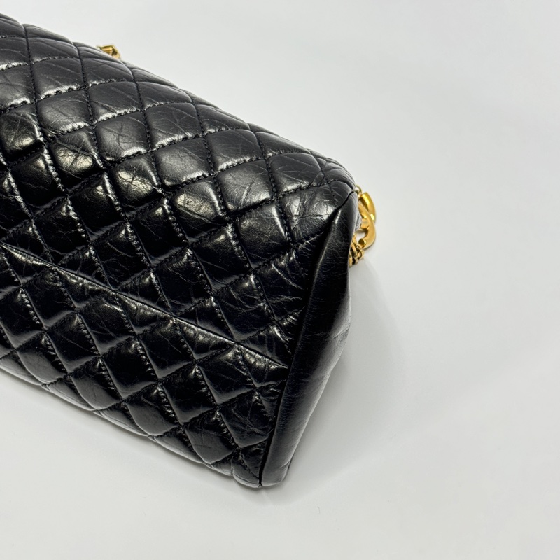 【極新🎁】 Chanel 黑金皺紋牛皮 小號 保齡球包 （專櫃22.6萬）-9