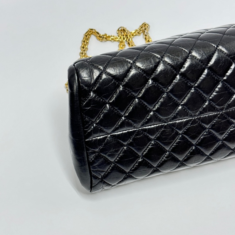 【極新🎁】 Chanel 黑金皺紋牛皮 小號 保齡球包 （專櫃22.6萬）-10