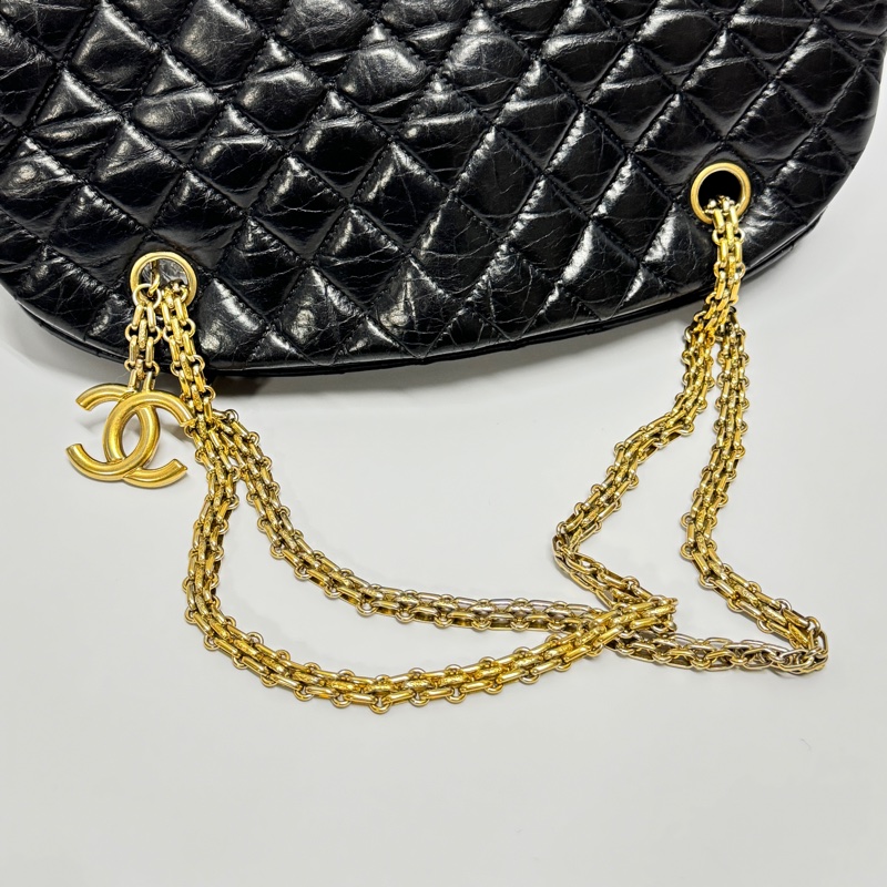 【極新🎁】 Chanel 黑金皺紋牛皮 小號 保齡球包 （專櫃22.6萬）-12