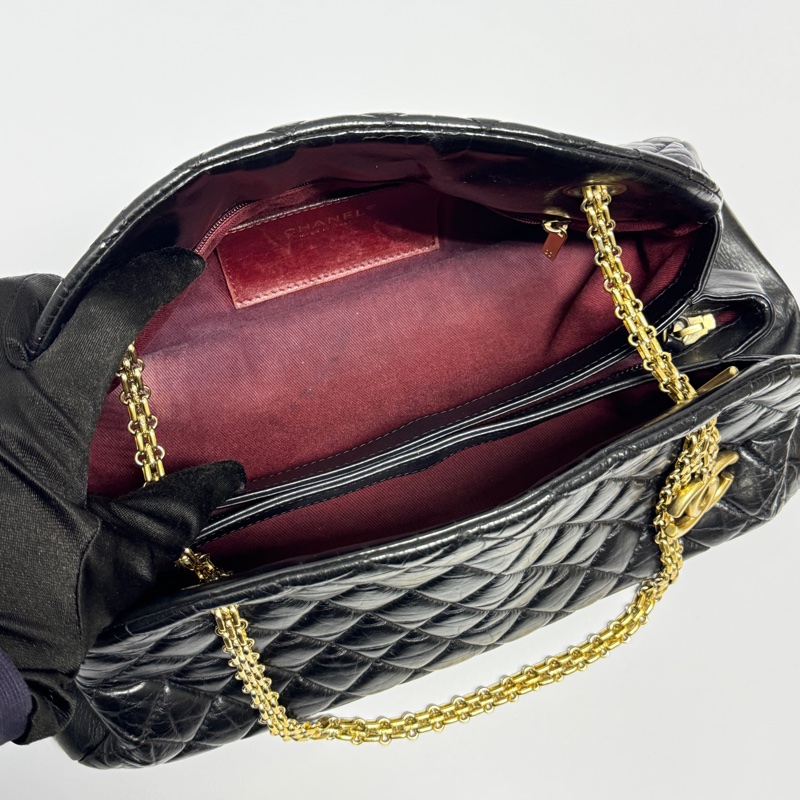 【極新🎁】 Chanel 黑金皺紋牛皮 小號 保齡球包 （專櫃22.6萬）-15