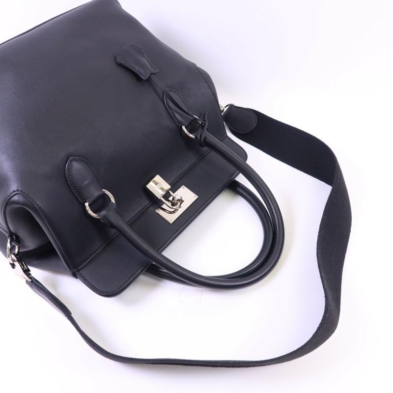 HERMES Swift皮革Toolbox 26銀扣手挽肩背兩用袋-4