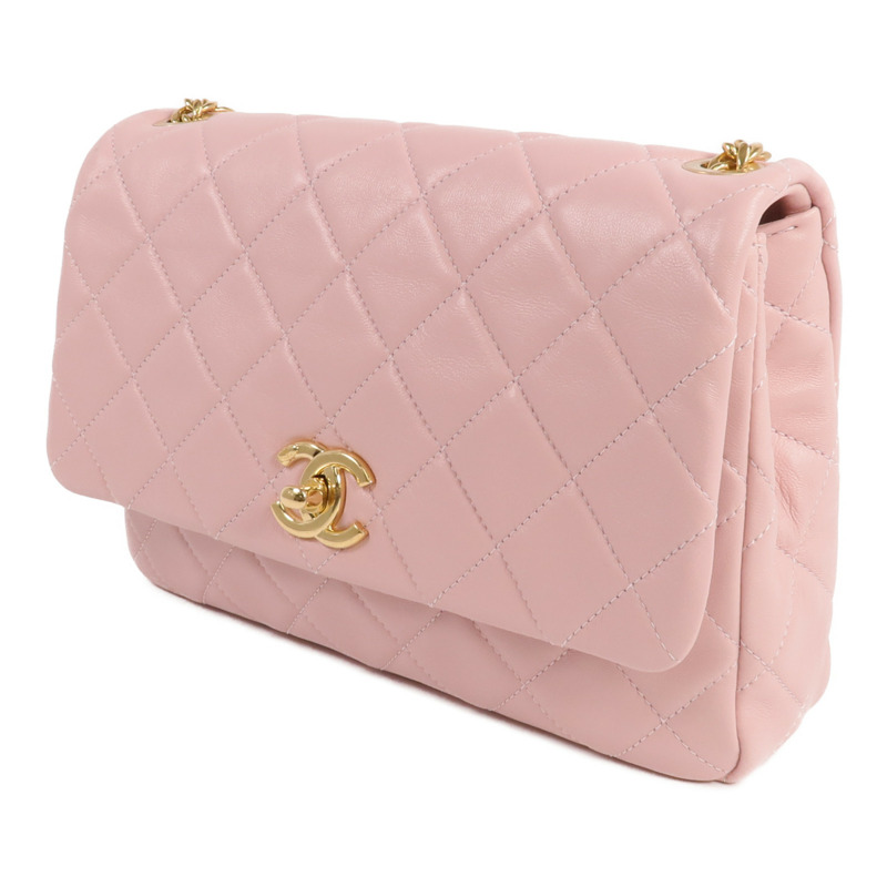 CHANEL 羊皮皮革Chain Shoulder金扣鏈帶肩背袋-1