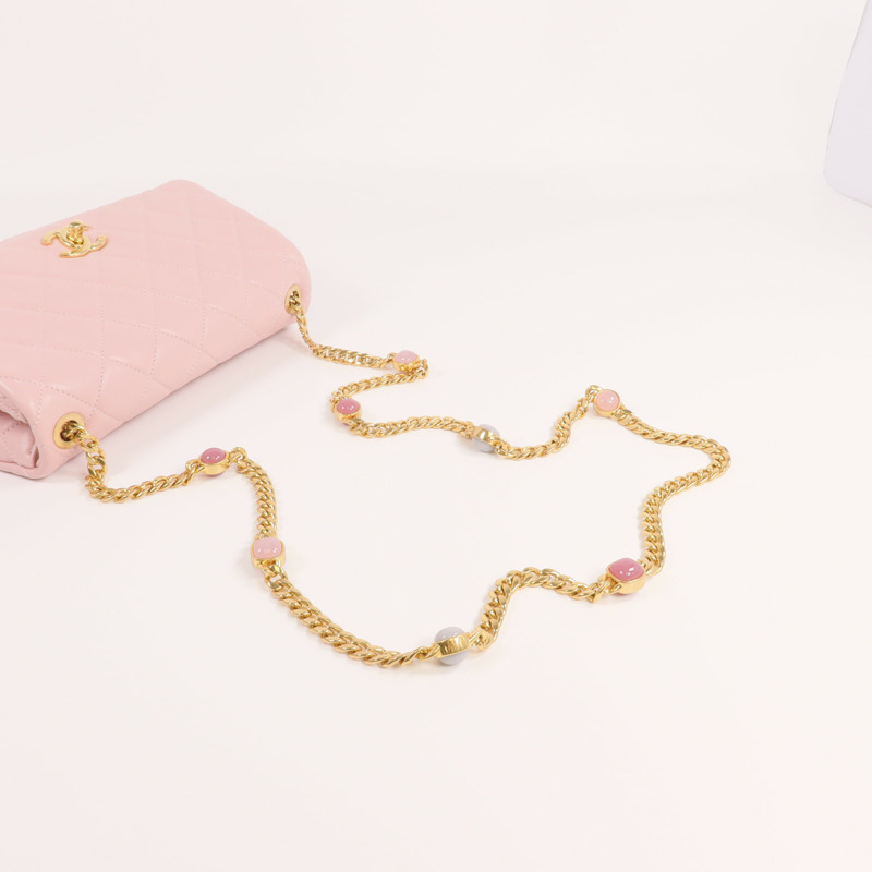 CHANEL 羊皮皮革Chain Shoulder金扣鏈帶肩背袋-7