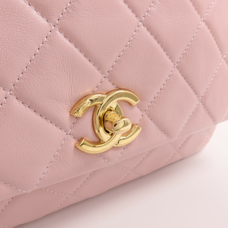 CHANEL 羊皮皮革Chain Shoulder金扣鏈帶肩背袋-8