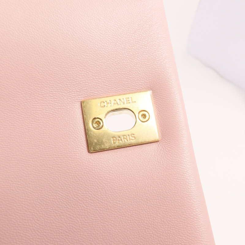 CHANEL 羊皮皮革Chain Shoulder金扣鏈帶肩背袋-10