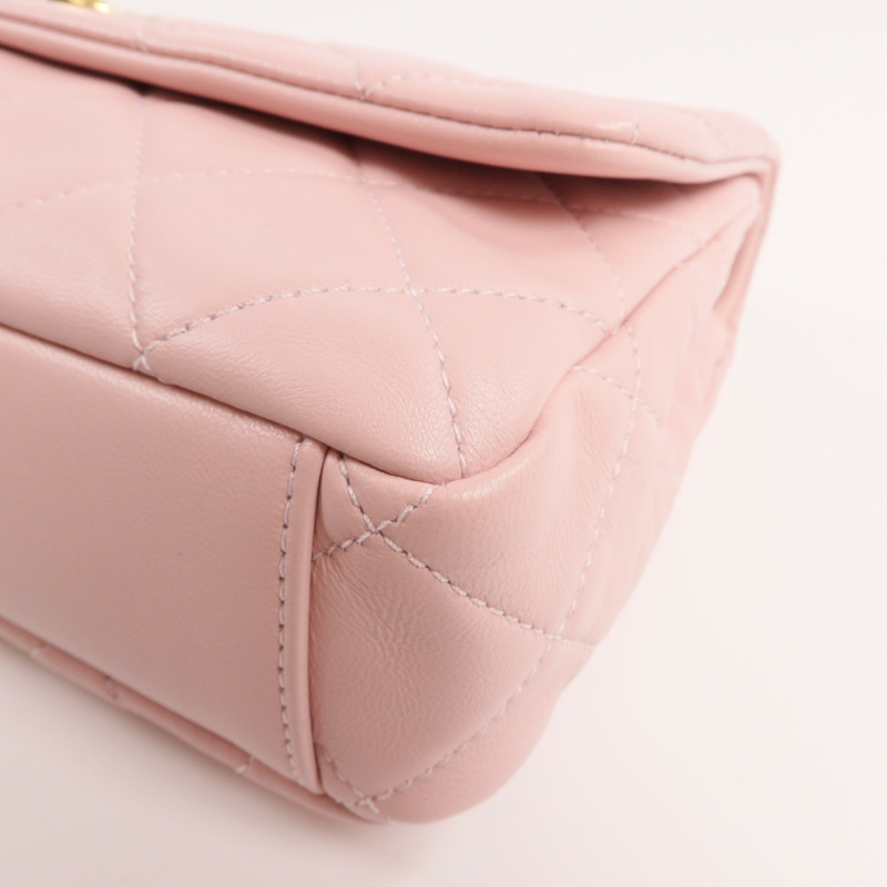 CHANEL 羊皮皮革Chain Shoulder金扣鏈帶肩背袋-11